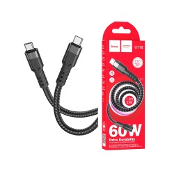 Hoco Charging Data Cable U110 with Aluminum Alloy Connectors  Type-C To Type-C 60w 1.2m Black Hoco Charging Data Cable U110 with Aluminum Alloy Connectors  Type-C To Type-C 60w 1.2m Black